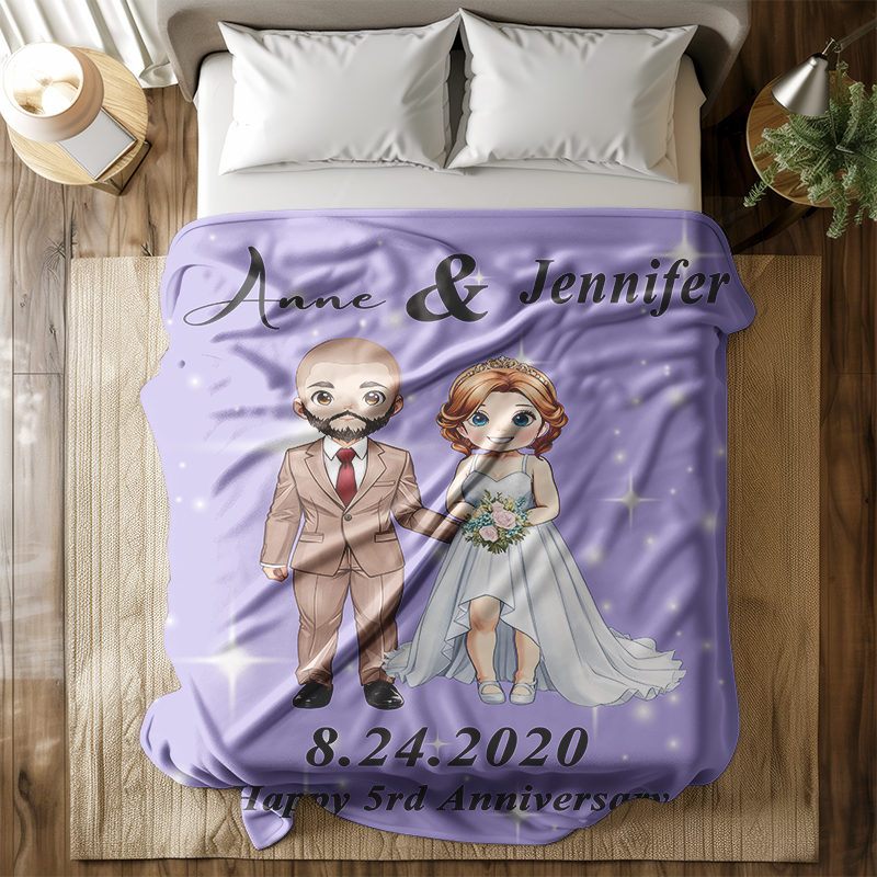 Personalized 25th Anniversary Sherpa Luxury Fleece Throw Blanket With Name Wedding Gift For Couple,Christmas,Valentine's Day,Birthday