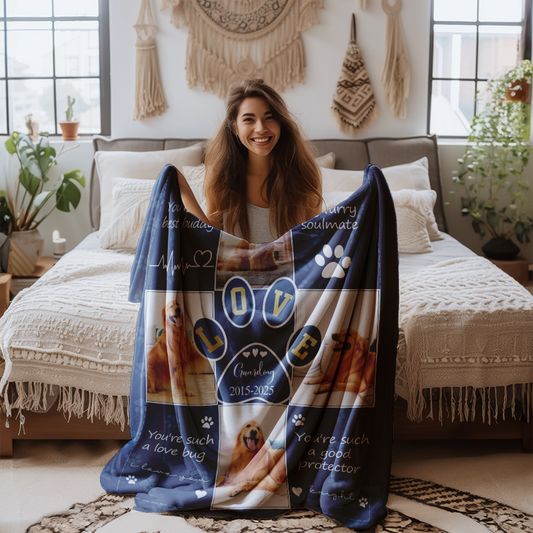 Personalized Dog Blankets Cat Picture Blanket Custom Pet Photo Blanket Dog Dad Gift