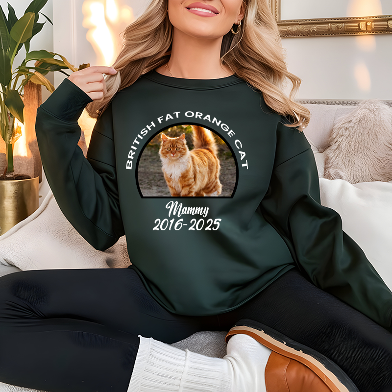 Personalized Vintage Pet Photo With Name Cotton Sweatshirt For Dog Mom Gift Custom Cat