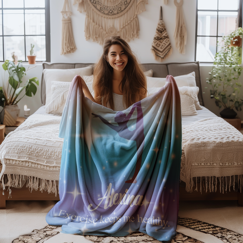 Personalized Dancer Yoga Blanket for Girls Cozy Throw with Custom Name and Beautiful Pattern