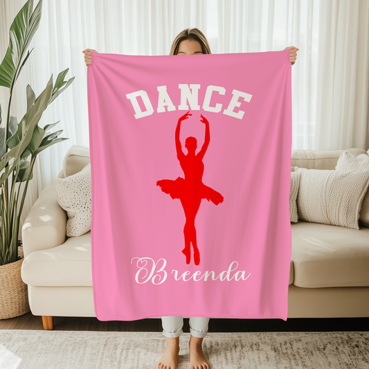 Personalized Multicolor Ballet Dancing Soft Throw Blanket with Name and Text Home Decor Birthday Gift for Dancers