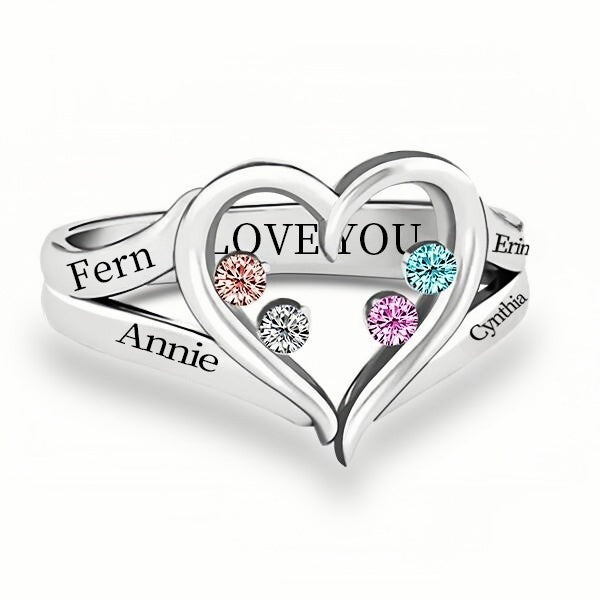 Personalized Customized Family Name Ring Jewelry Gift for Mom