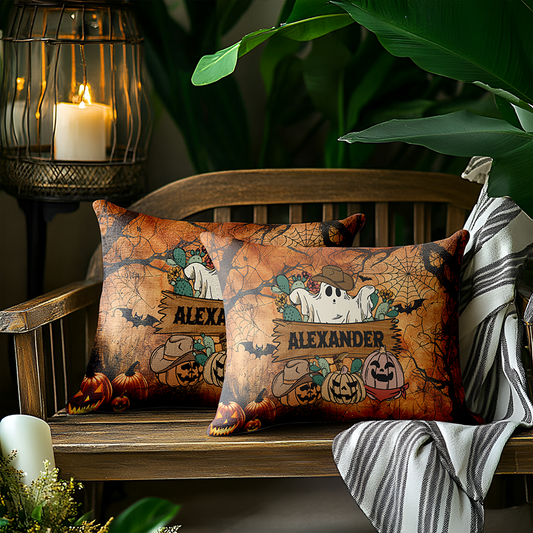 Personalized Spooky Pillow Cushion with Insert - Unique Halloween Gift Idea Custom Name Cushion Home Decor