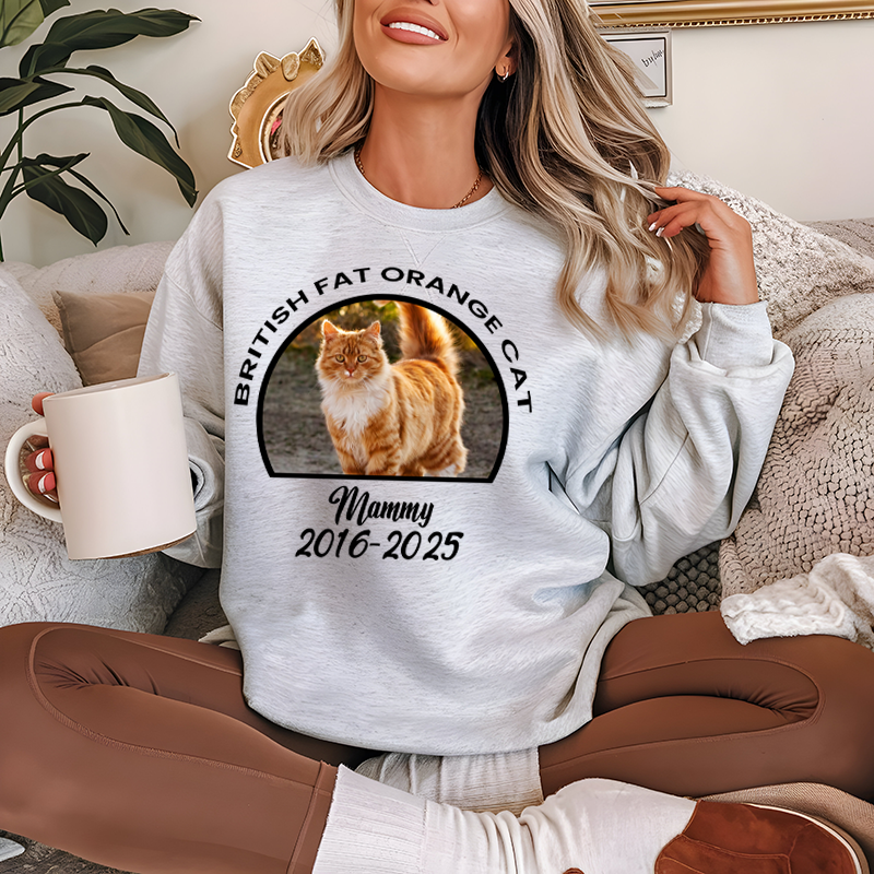 Personalized Vintage Pet Photo With Name Cotton Sweatshirt For Dog Mom Gift Custom Cat