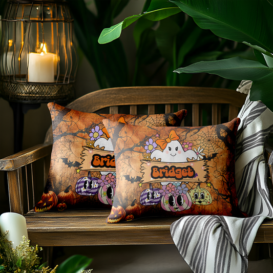 Personalized Name Pillow Cushion (Insert Included) Gift For Halloween Festival ,Heartwarming Gift For Family, Mom, Daughters, Sisters