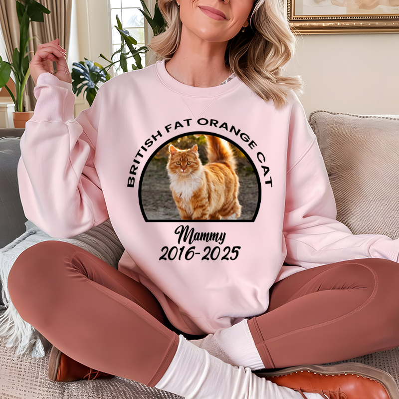 Personalized Vintage Pet Photo With Name Cotton Sweatshirt For Dog Mom Gift Custom Cat