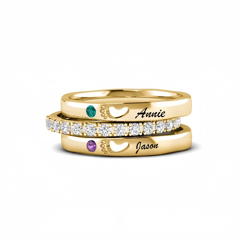 Personalized Zircon Birthstone Ring Jewelry Birthday Mother's Day Gift for Women