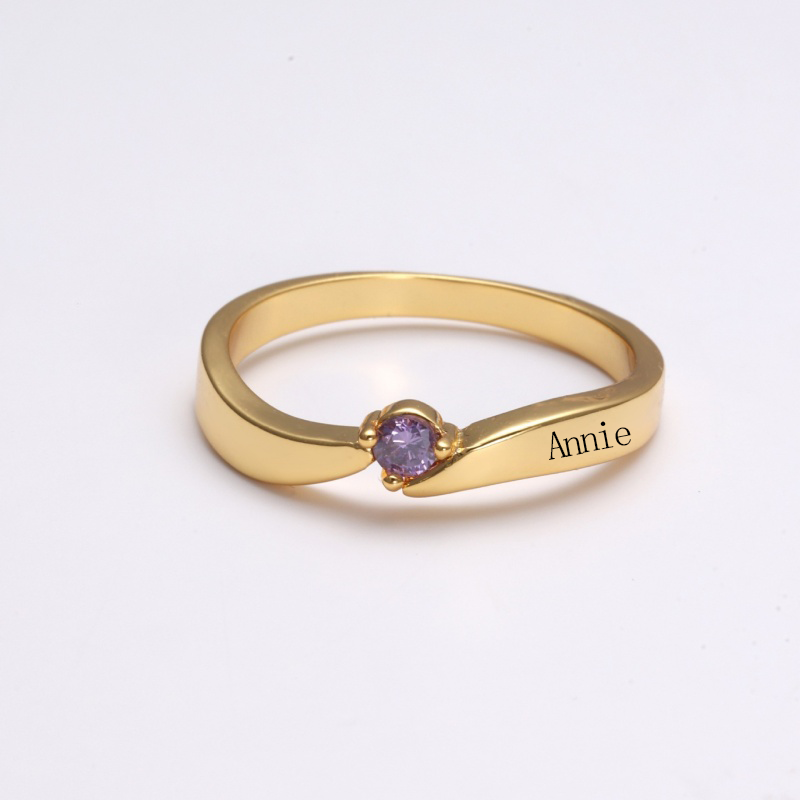 Unique Personalized Jewelry Custom Name Ring with Birthstone