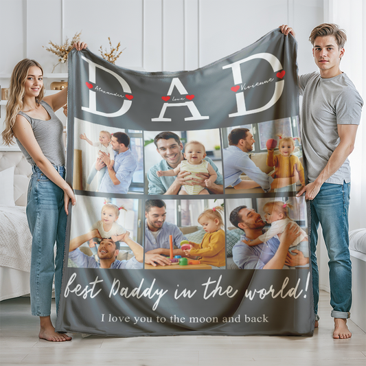 Personalized Photo Best Daddy In The World Throw Sherpa Fleece Blanket Home Decor For Father's Day,Birthday Gifts