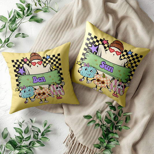 Personalised Halloween Throw Pillow Cushion (Insert Included )Custom Name Cushion Cover Home Decor Gift, Unique Halloween