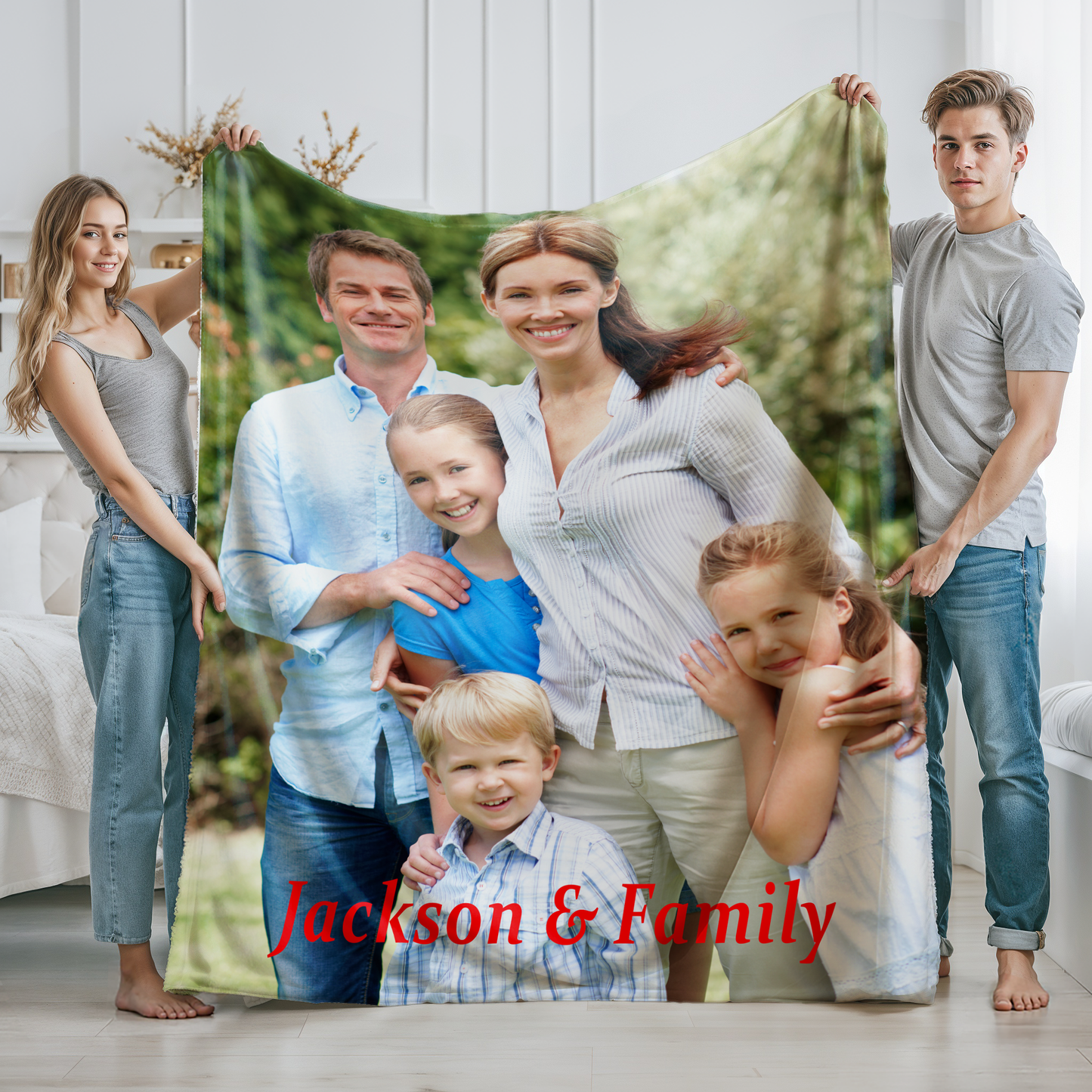 Personalized Soft Photo Throw Blanket with Text Birthday Mother's Day Gift for Family