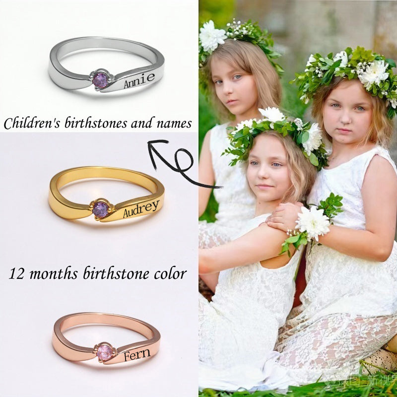 Unique Personalized Jewelry Custom Name Ring with Birthstone
