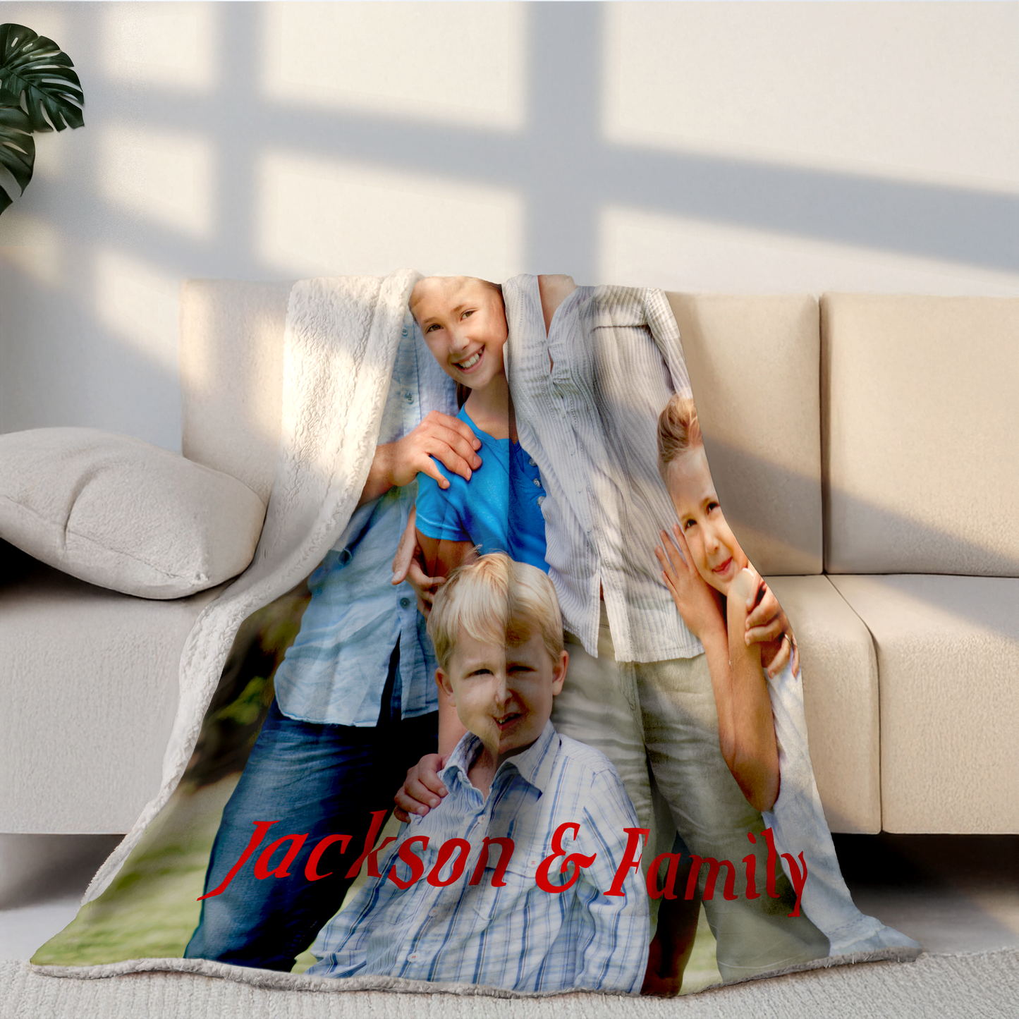 Personalized Soft Photo Throw Blanket with Text Birthday Mother's Day Gift for Family