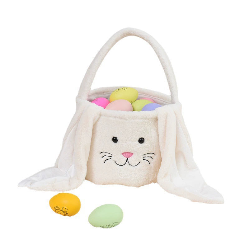 Personalized Name Embroidered Bunny Plush Easter Basket