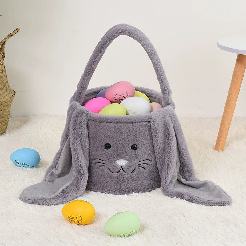 Personalized Name Embroidered Bunny Plush Easter Basket