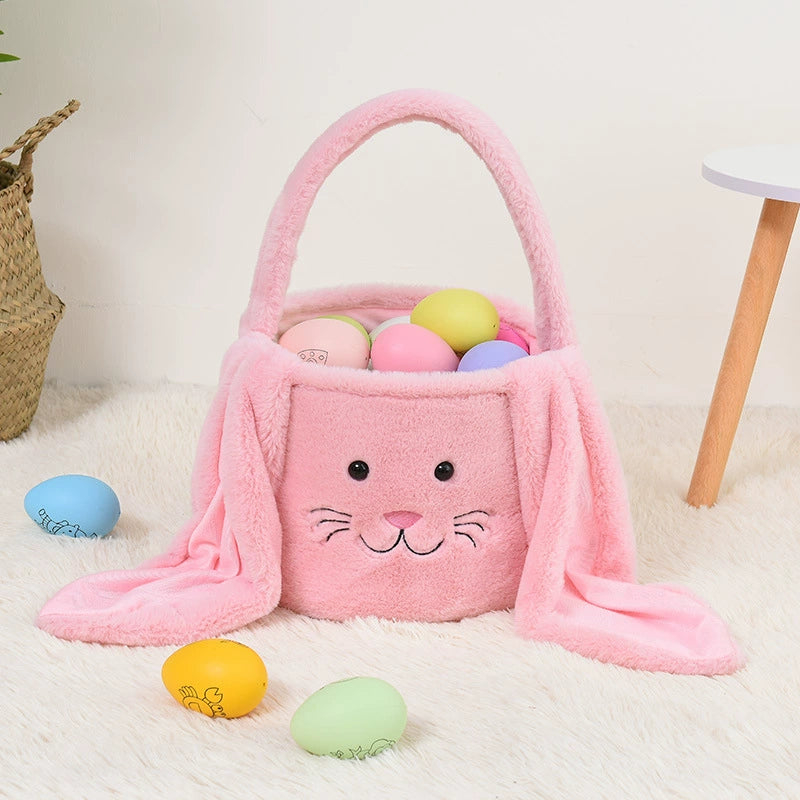 Personalized Name Embroidered Bunny Plush Easter Basket