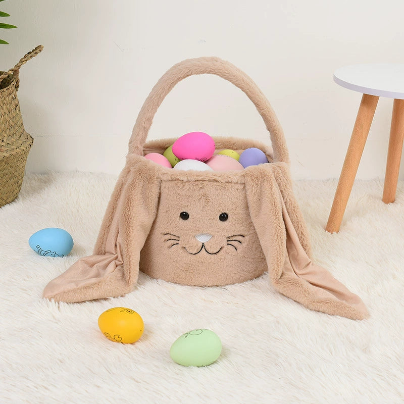 Personalized Name Embroidered Bunny Plush Easter Basket