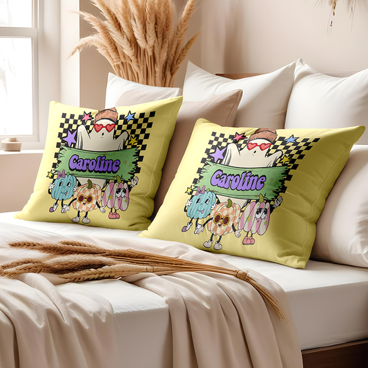 Personalised Halloween Throw Pillow Cushion (Insert Included )Custom Name Cushion Cover Home Decor Gift, Unique Halloween