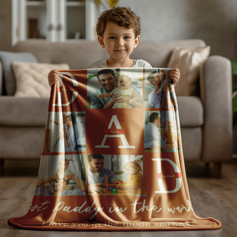Personalized Photo Best Daddy In The World Throw Sherpa Fleece Blanket Home Decor For Father's Day,Birthday Gifts