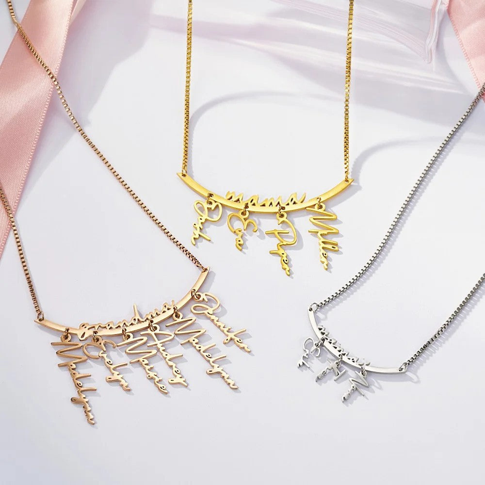 Personalized Names Family Necklace with Pendants Mother's Day Gift for Mother Grandmother