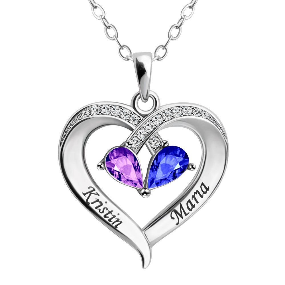 Personalized Forever Together Heart Pendant Sterling Silver Necklace