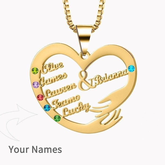 Personalized Names Heart Necklace Engraved Names Anniversary Mother's Day Gift for Her