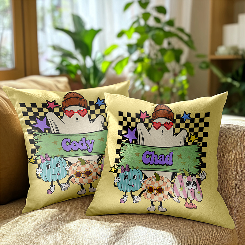 Personalised Halloween Throw Pillow Cushion (Insert Included )Custom Name Cushion Cover Home Decor Gift, Unique Halloween
