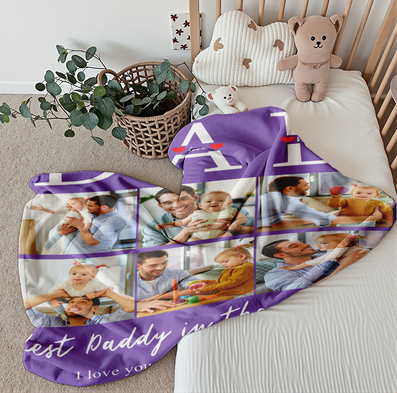 Personalized Photo Best Daddy In The World Throw Sherpa Fleece Blanket Home Decor For Father's Day,Birthday Gifts
