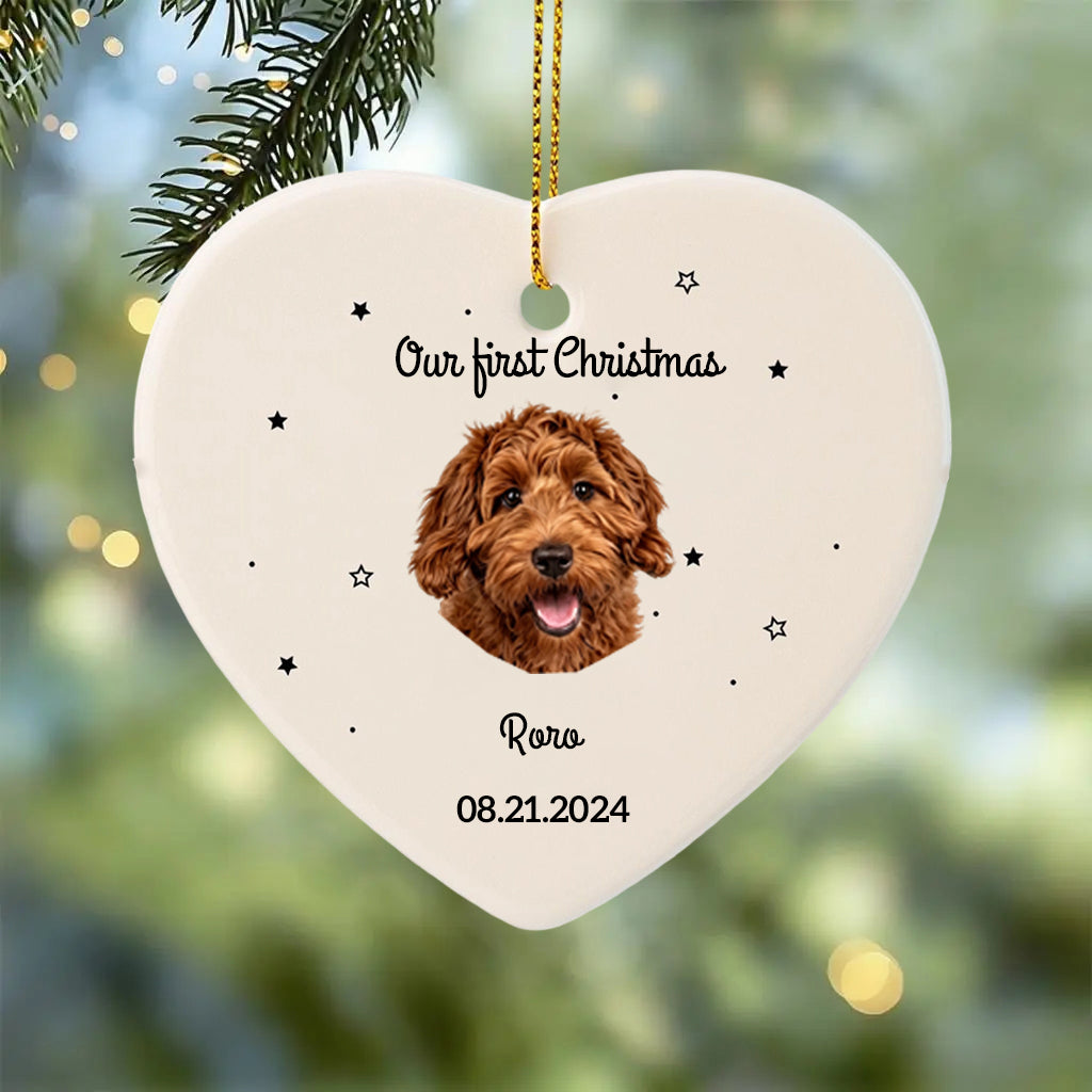 Our First Christmas Together-Personalized Pet Photo Ceramic Ornament for Dog Cat Lovers