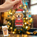 Personalized Pet Photo Santa Christmas Acrylic Ornament Gift For Dog Mom,Dad,Pet Lover