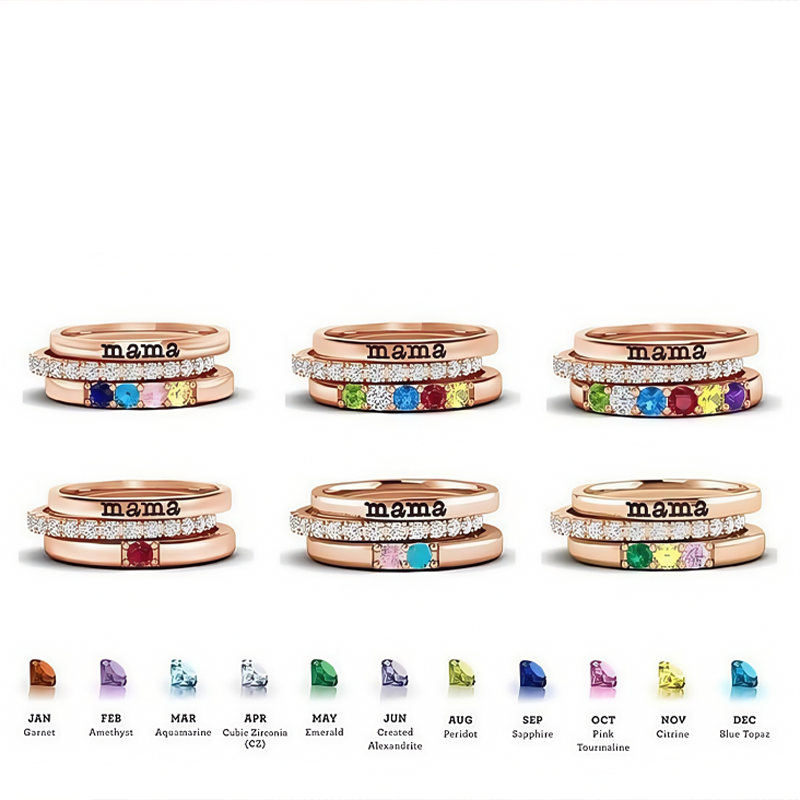 Personalized Custom Name Birthstone Rings For Women, Anniversary Ring Gift for Her