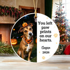 You Left Paw Prints on Our Hearts-Personalized Pet Memorial Halloween Chritmas Ornament For Pet Dad,Mom,Lovers