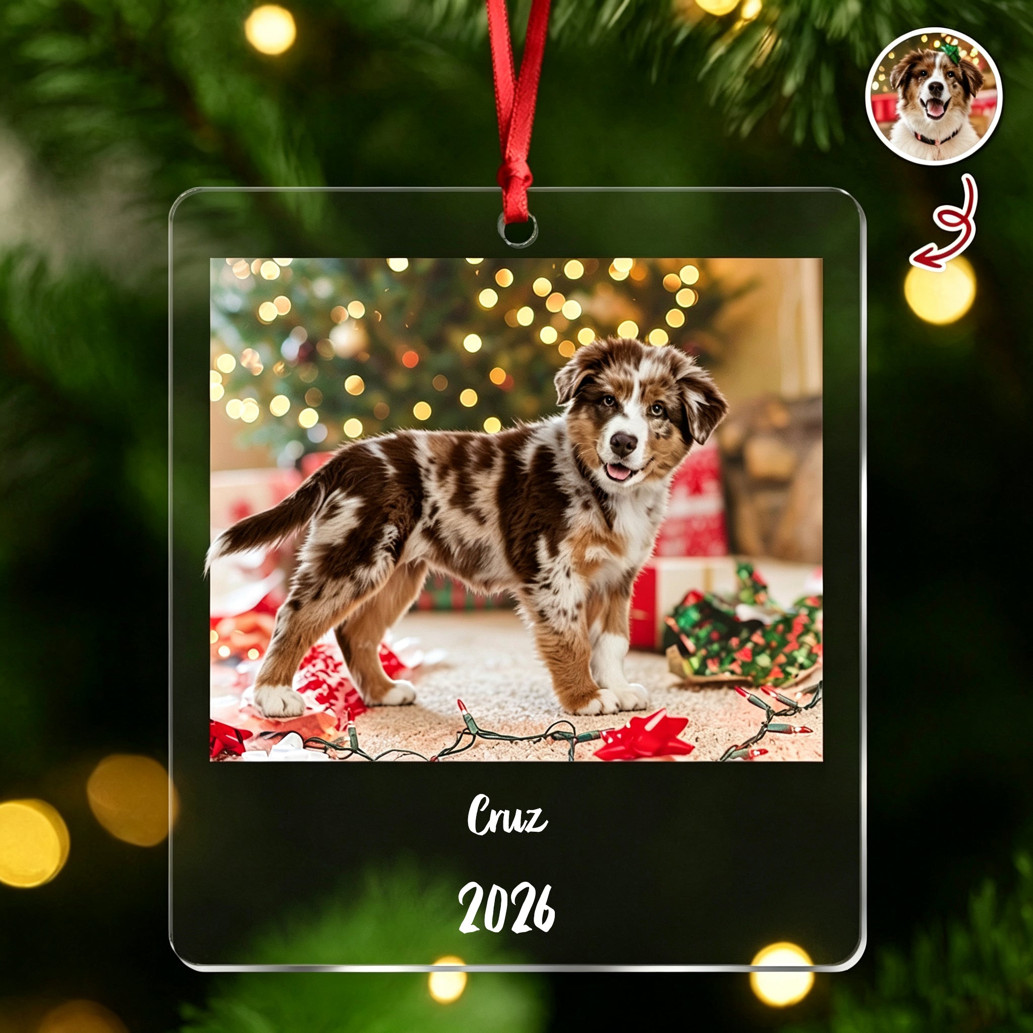 Keep Their Christmas Smile Forever,Personalized Pet Photo Christmas Ornament Gift For Dog Cat Mom,Dad,Pet Lover