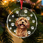Personalized Dog Christmas Glass Ornament For Christmas Gifts