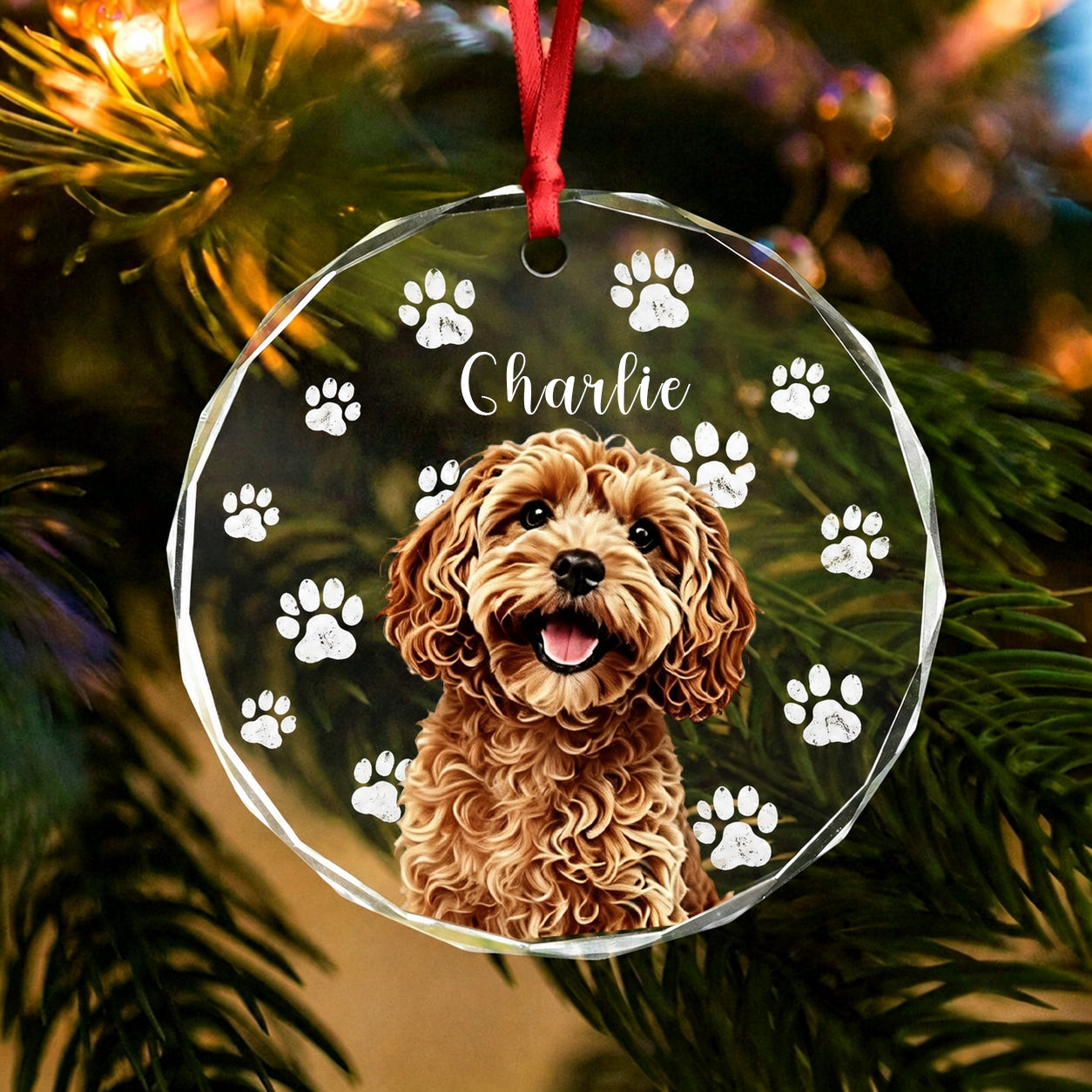 Personalized Dog Christmas Glass Ornament For Christmas Gifts