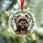 Custom Photo Dog Cat Glass Ornament Christmas Gift For Pet Lovers