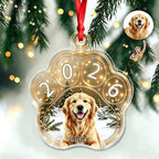 Custom Pet Photo Christmas Ornament,Personalized Dog Paw Acrylic Ornament For Christmas