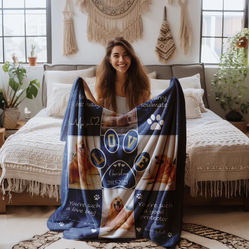 Personalized Dog Blankets Cat Picture Blanket Custom Pet Photo Blanket Dog Dad Gift