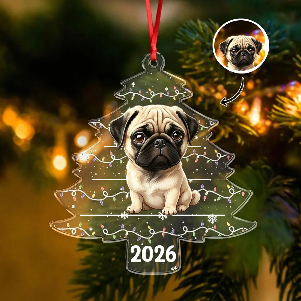 Personalized Pet Photo Christmas Tree Ornament For Dog Cat Pet Lovers