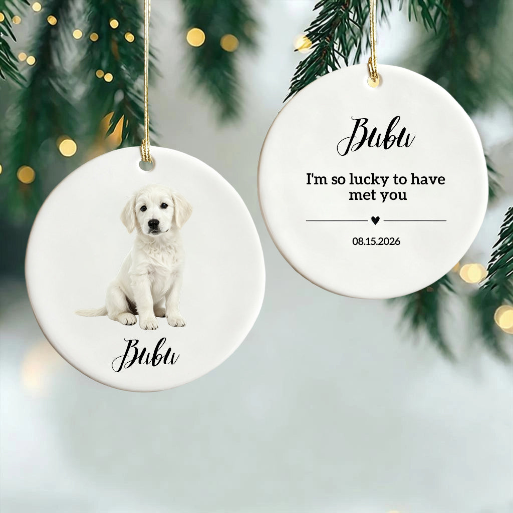 I'm So Lucky To Have Met You-Personalized Ceramic Ornament For Christmas Dog Dad,Mom,Pet Owner