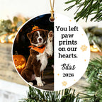 You Left Paw Prints on Our Hearts-Personalized Pet Memorial Halloween Chritmas Ornament For Pet Dad,Mom,Lovers