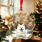 Custom Pet Photo Christmas Ornament,Personalized Dog Paw Acrylic Ornament For Christmas