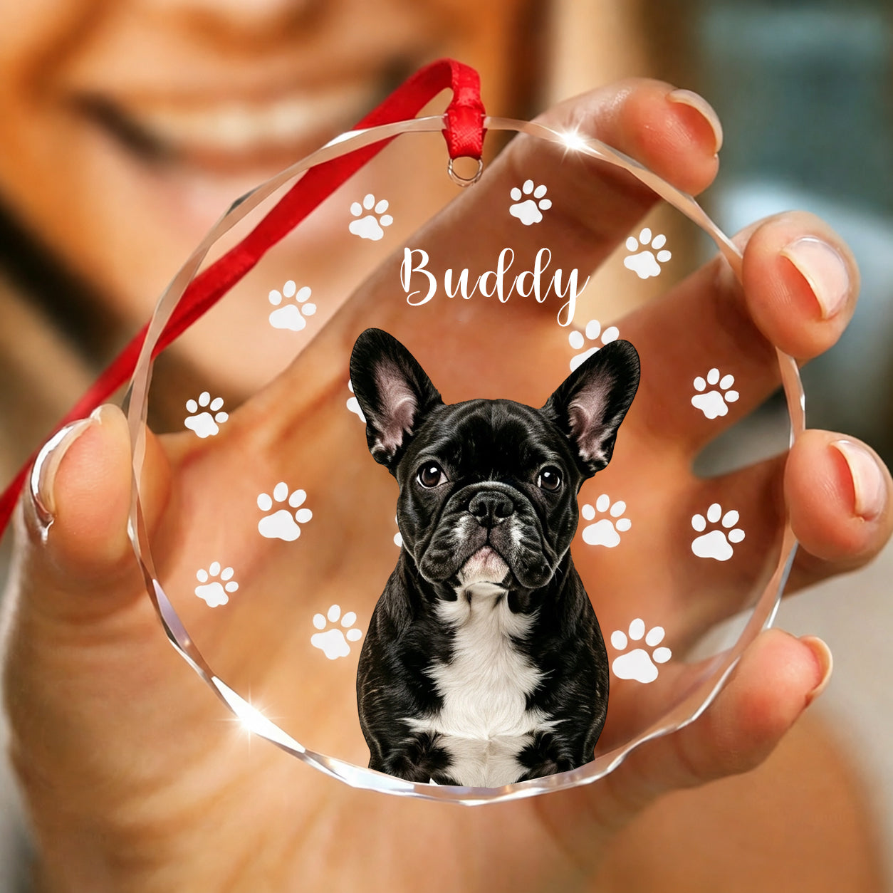 Personalized Dog Christmas Glass Ornament For Christmas Gifts