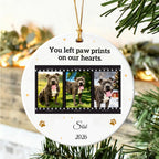 You Left Paw Prints On My Heart-Personalized Ceramic Christmas Ornament for Dog Lovers