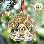 Custom Pet Photo Christmas Ornament,Personalized Dog Paw Acrylic Ornament For Christmas