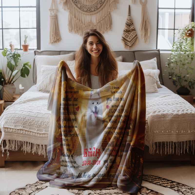 Custom Photo Memorial  Luxury Throw Blanket  For Personalized Loss Of Pet Gift