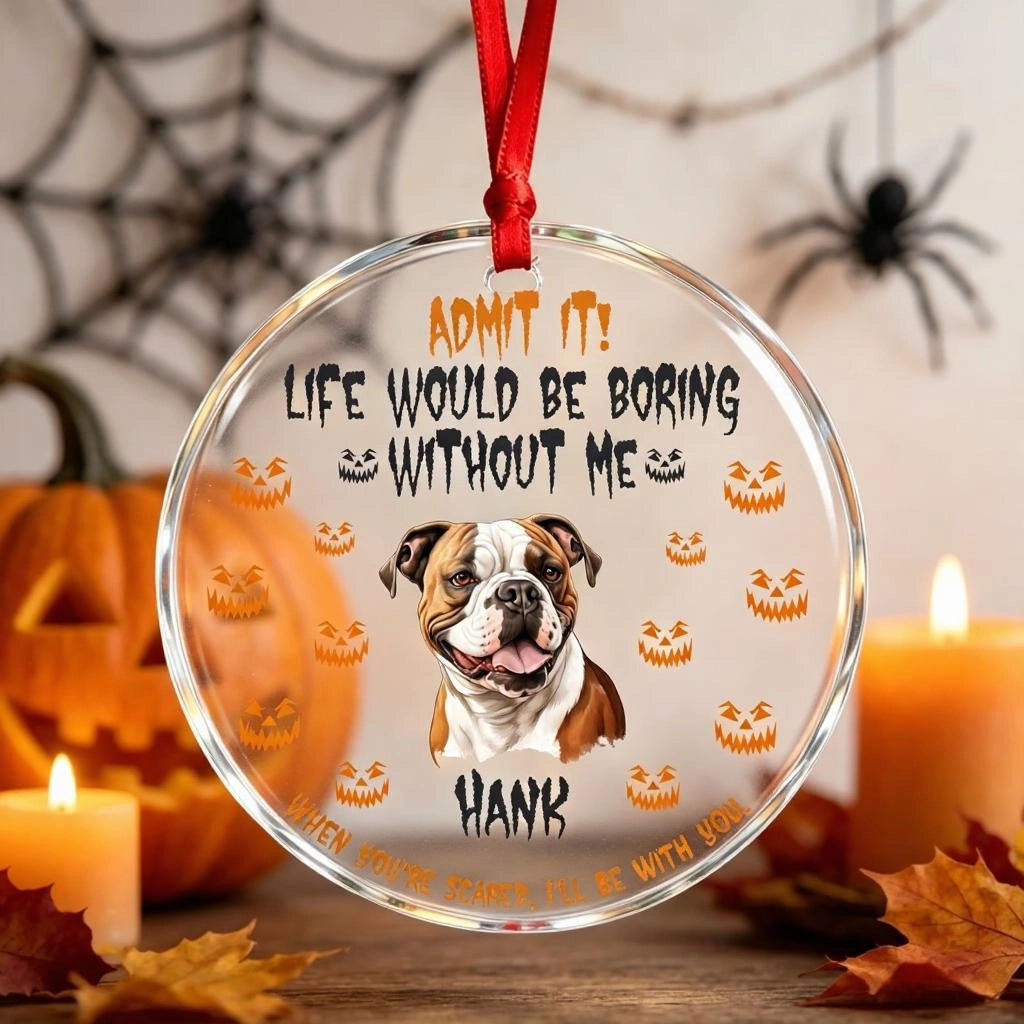 Custom Dog Cat Halloween Ornament,Personalized Pet Photo Ornament Gift for Dog Moms,Pet Lovers