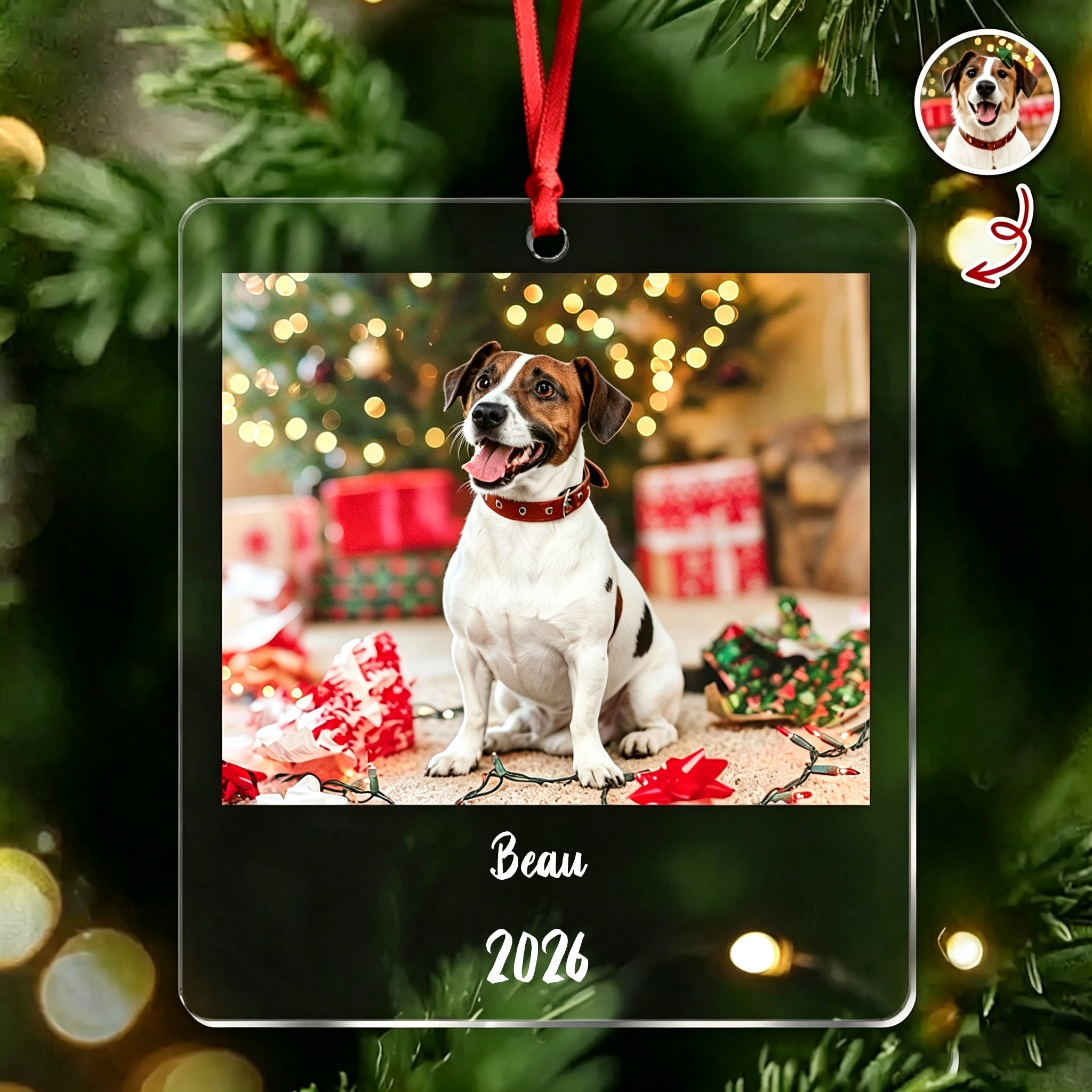 Keep Their Christmas Smile Forever,Personalized Pet Photo Christmas Ornament Gift For Dog Cat Mom,Dad,Pet Lover