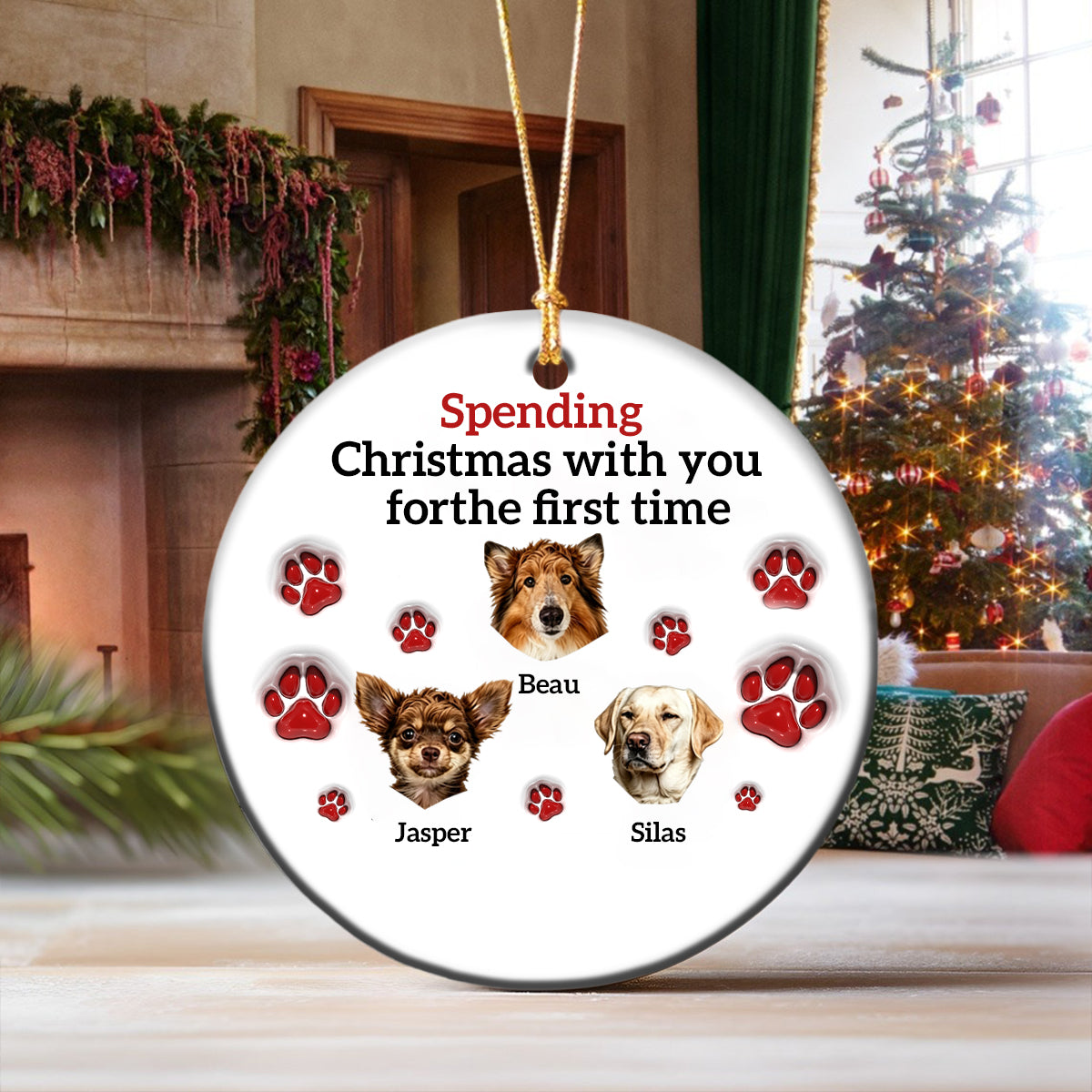 Spending Christmas With You for the First Time-Personalized Pet Christmas Ornament For Pet Lovers