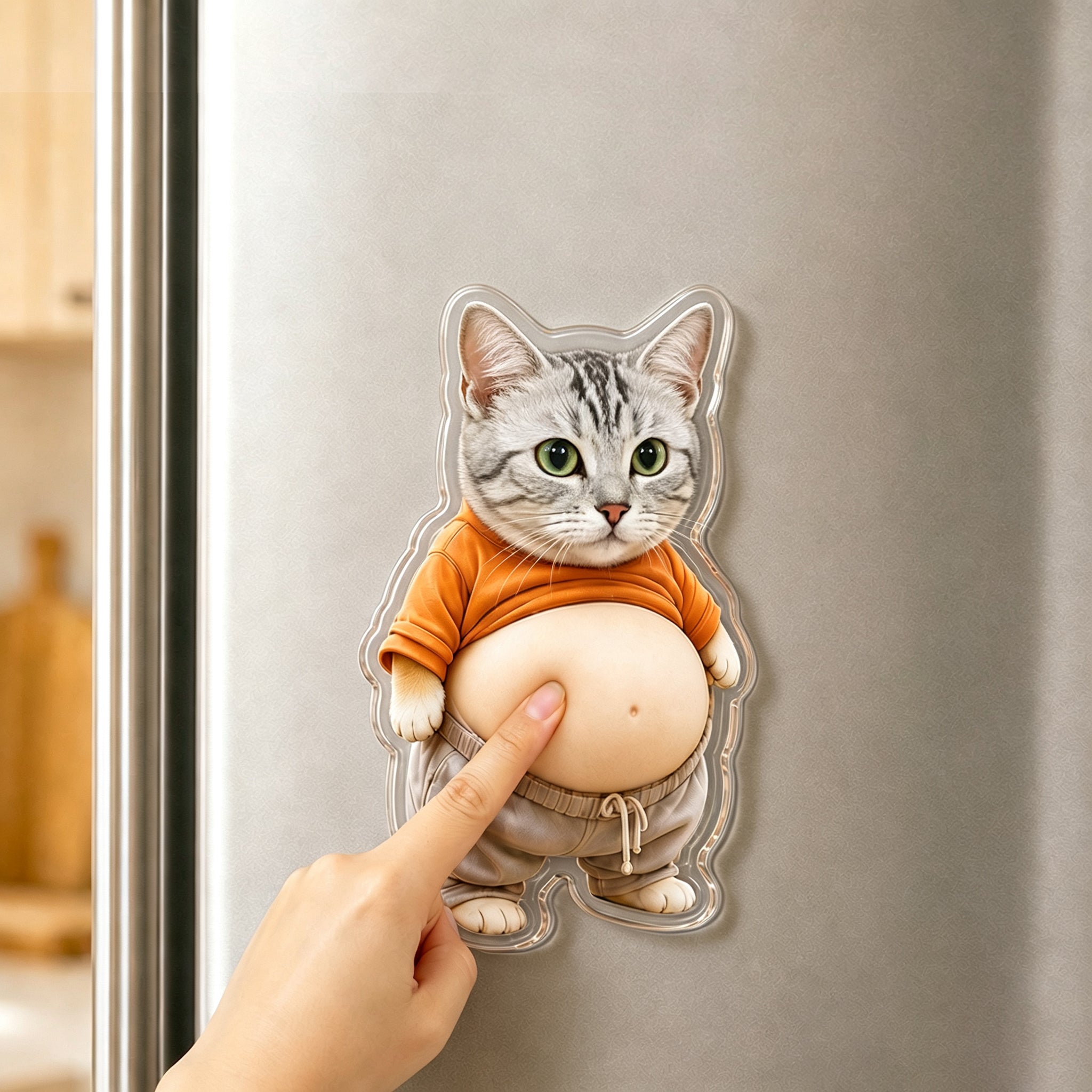 Custom Pet Cartoon Acrylic Fridge Magnet, Personalized Dog Photo Magnet,Funny Pet Portrait Keepsake Gift For Dog Mom And Dog Dad